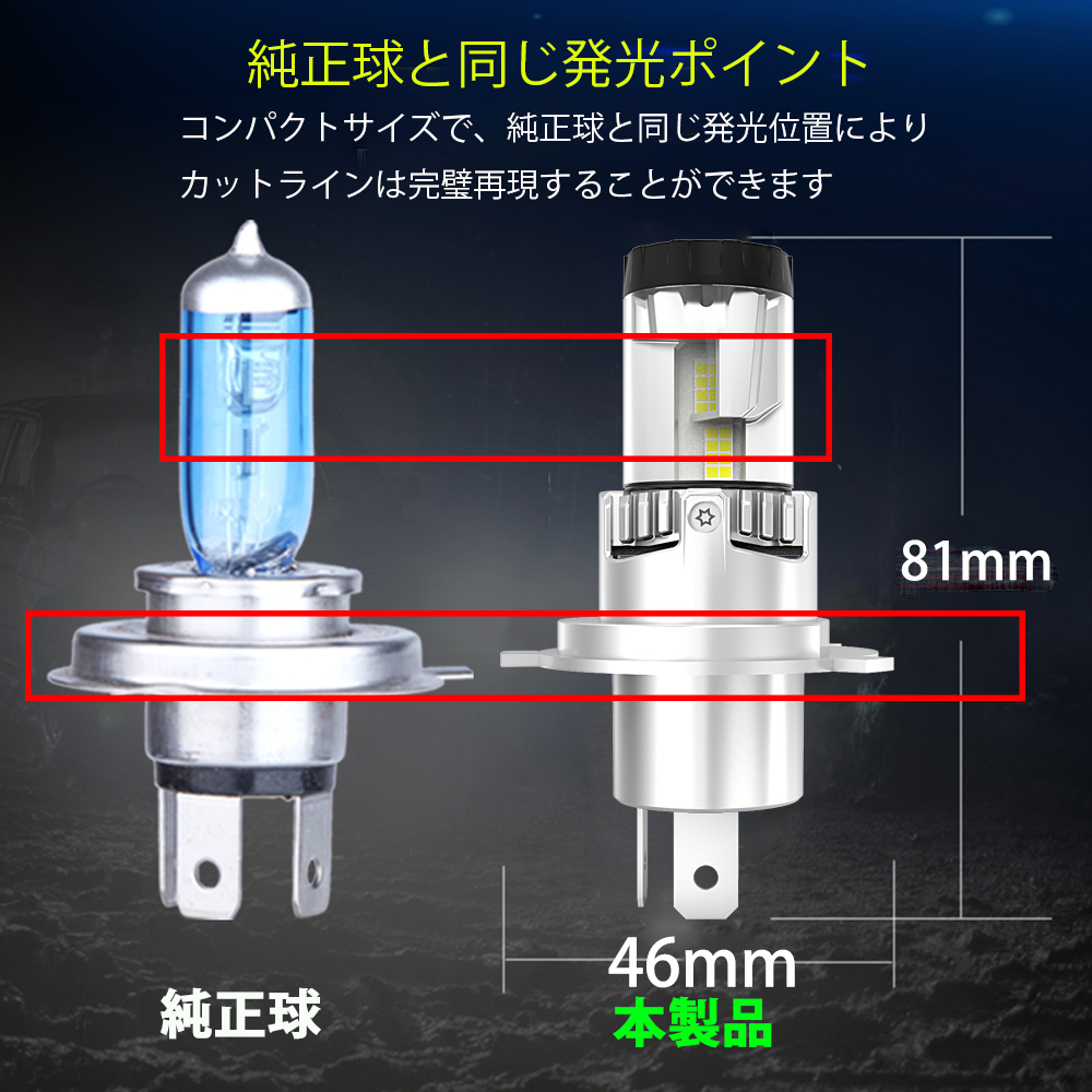 ポン付け LEDヘッドライト フォグランプ H4 H7 H8/H9/H11/H16 HB3 HB4 HIR2 車検対応 50W 3000K/4300K/6000K/8000K/10000K変色可 14600LM _画像2