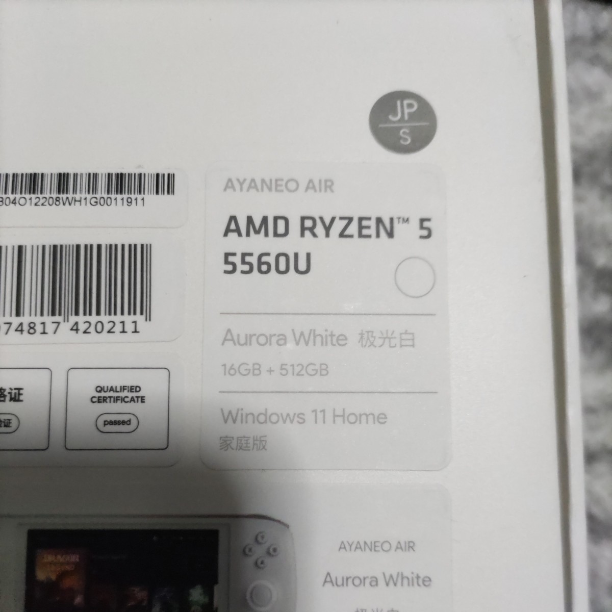 AYANEO AIR Ryzen 5 5560u オーロラホワイト　RAM16GB,ストレージ512GB 動作確認済み 中古_画像5