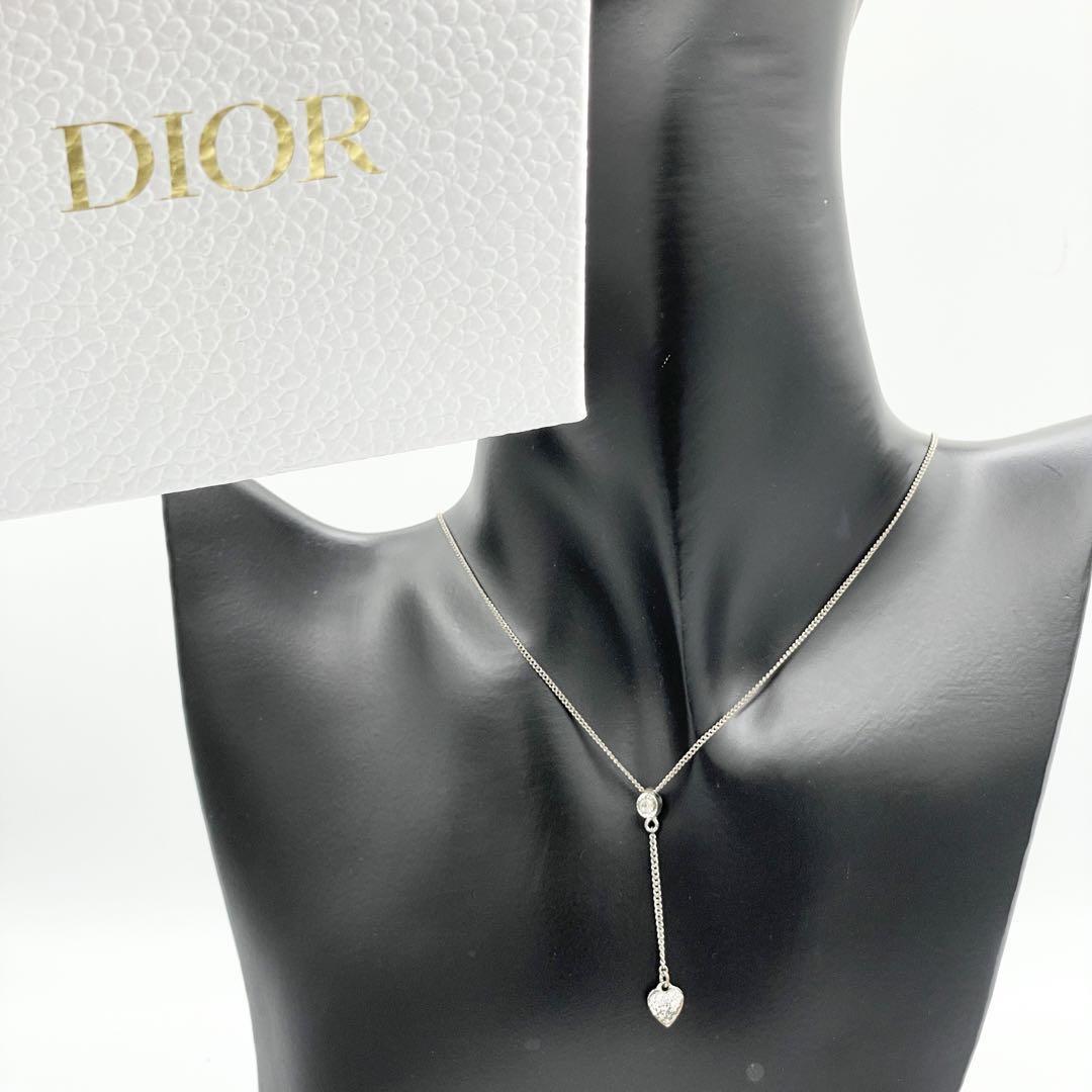 美品 Christian Dior クリスチャンディオール CD アクセサリー ネックレス シルバー金具 ハート トロッター