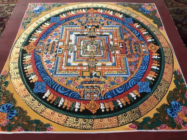卍　チベット密教の究極　 『肉筆　カーラチャクラ　曼荼羅　細密画　』３１．５ｃｍ　　　検索；仏教美術　密教　ダライラマ　仏画　KM8_画像6