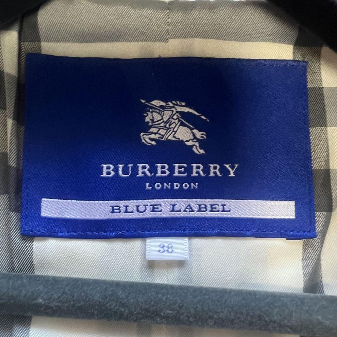 【良品】BURBERRY BLUE LABEL ミドル丈コート 38 オフホワイト M 白 Aライン バーバリーブルーレーベル