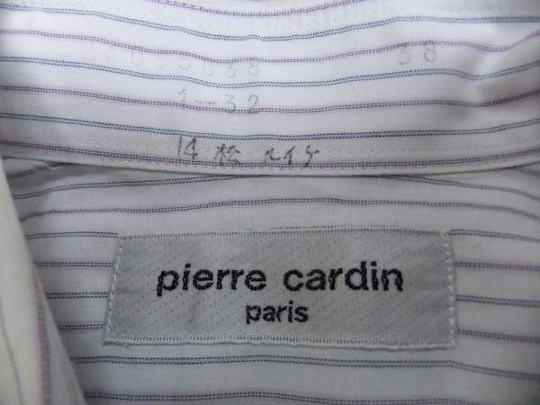 Pierre Cardin ピエールカルダン メンズ オフィス向け ストライプ 半袖カッタードレスシャツ ワイシャツ 38 白_画像2