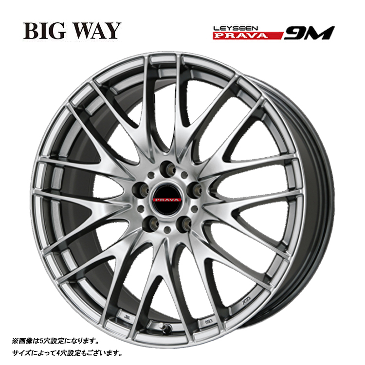 送料無料 ビッグウェイ Leyseen PRAVA 9M 8J-19 +38 5H-114.3 (19インチ) 5H114.3 8J+38【2本セット 新品】