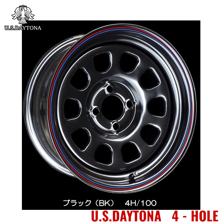 送料無料 トラストジャパン RED LINE U.S.Daytona 4HOLE 7J-15 +40 4H-100 (15インチ) 4H100 7J+40【2本セット 新品】_画像1