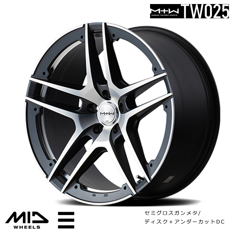 送料無料 マルカサービス MTW TW025 8.5J-18 +35 5H-114.3 (18インチ) 5H114.3 8.5J+35【4本セット 新品】_画像1