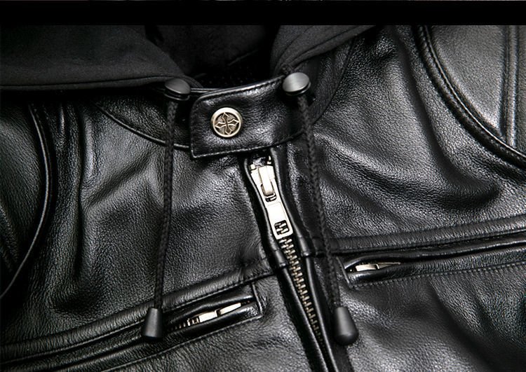 本革ライダースジャケット メンズファッション 牛革 革ジャン シンプル レザージャケット オートバイの防風コート_画像8