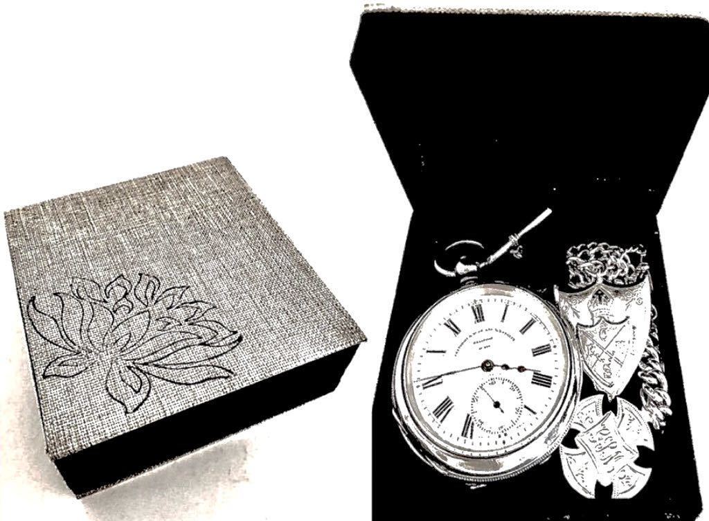 英国アンティーク 極太 極上 ヘビー級 フォブ 懐中時計 アルバートチェーン シルバー純銀76.7g バーミンガム エドワード期1902年 SBROS社製_画像5