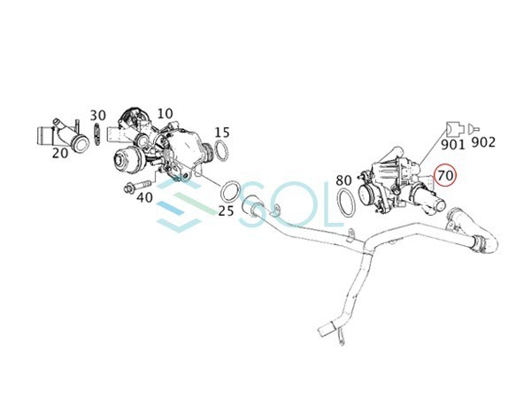 ベンツ W176 W246 W117 X156 サーモスタット A180 A250 B180 B250 CLA200 CLA250 GLA180 GLA250 2702000615 2702002200 2702000415_画像3