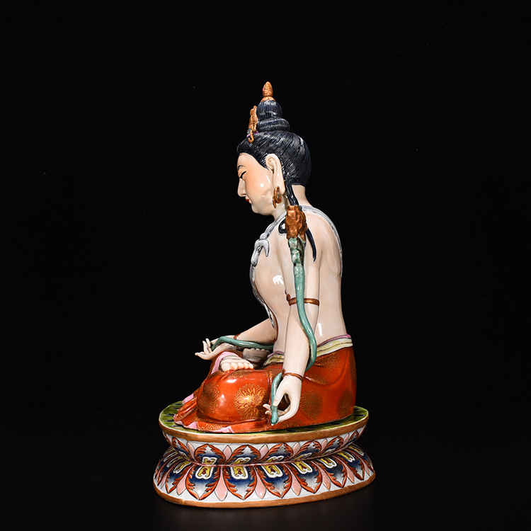 礬紅 描金 仏像 仏坐像 唐物 陶磁器 中国美術 工芸品 HB847_画像6
