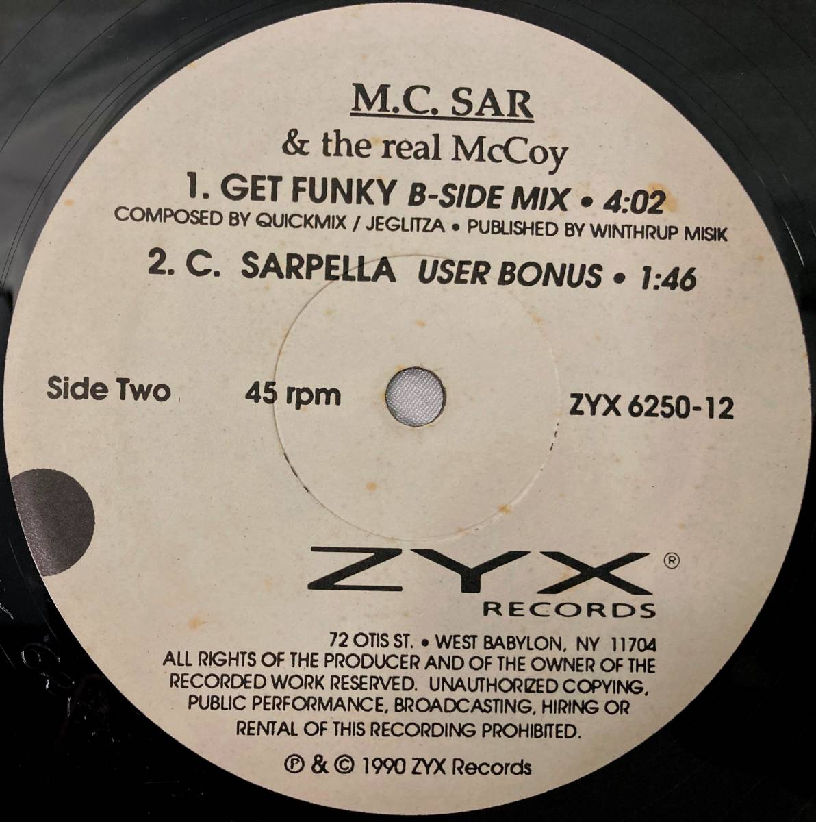 M.C.Sar & The Real McCoy Pump Up The Jam - Rap【独盤/試聴検品済】80's/Electronic/Hip-Hop/House/Pop Rap/12inch シングル_画像5