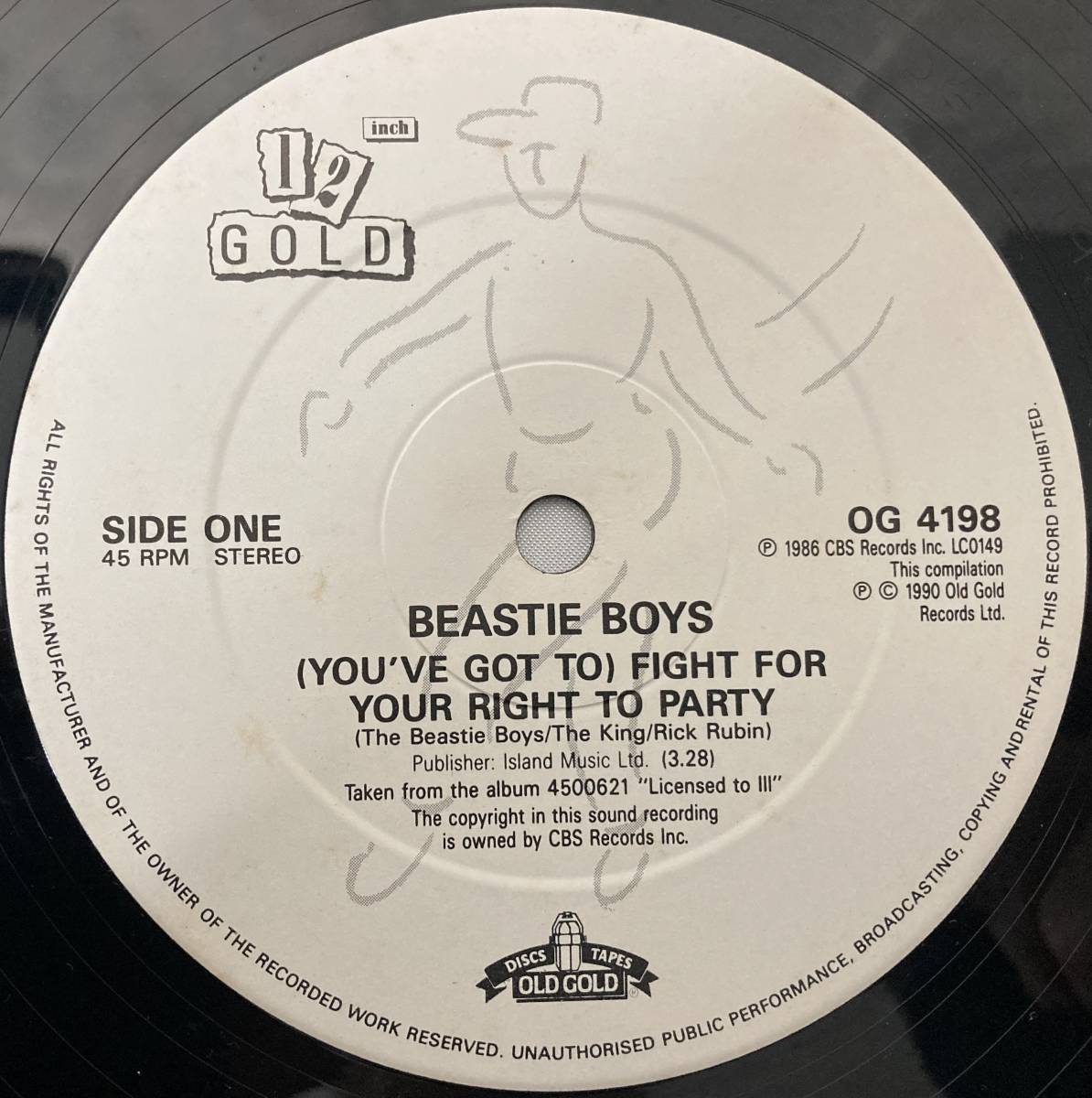 Beastie Boys - (You've Got To) Fight For Your Right To Party【UK盤/試聴検品済】90'/Hip Hop/Hard core Rap/Pop Rap 12inch シングル_画像3