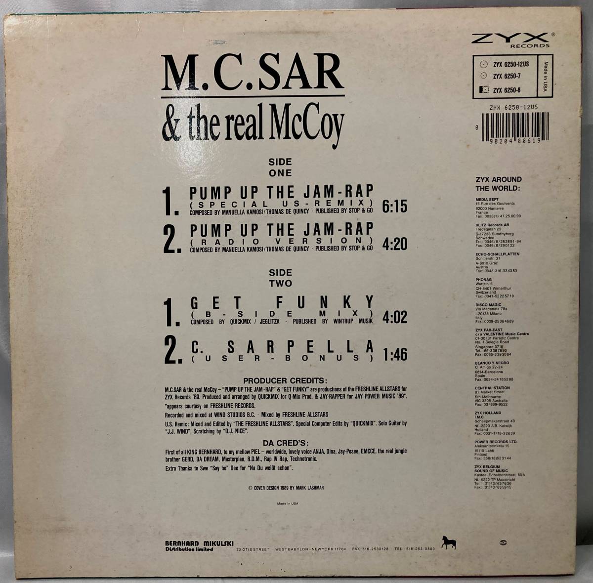 M.C.Sar & The Real McCoy Pump Up The Jam - Rap【独盤/試聴検品済】80's/Electronic/Hip-Hop/House/Pop Rap/12inch シングル_画像2