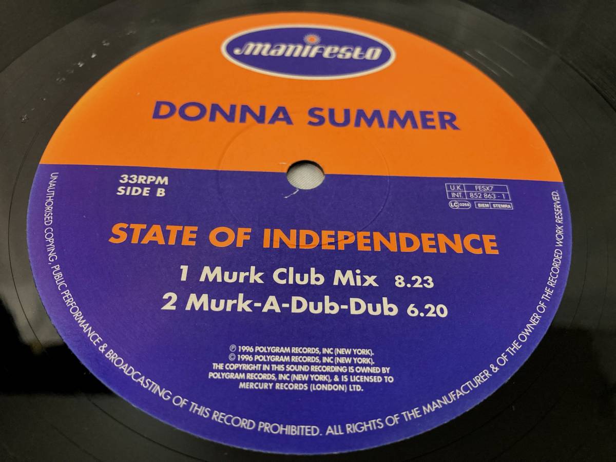 Donna Summer State Of Independence【UK盤/試聴検品済】90's/Electronic/House/12inch シングル_画像5