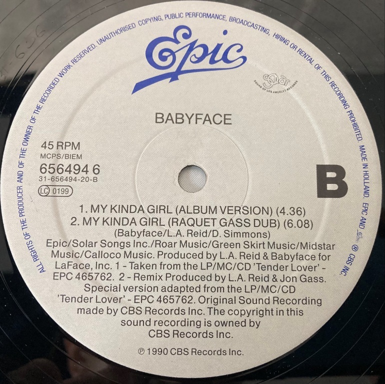 Baby Face - My Kinda Girl【Europe盤/試聴検品済】90'/Hip-Hop/RnB/Swing/12inch シングル_画像5