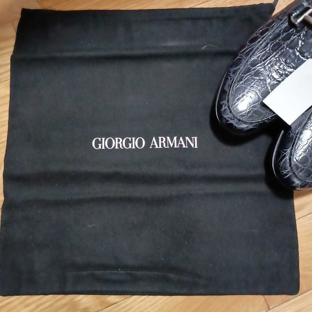 ☆未使用保管品☆GIORGIO ARMANI ジョルジオアルマーニ メンズシューズ size8（約26.5cm） イタリア製型押しレザー　1109-B棚横Ya19 _画像9