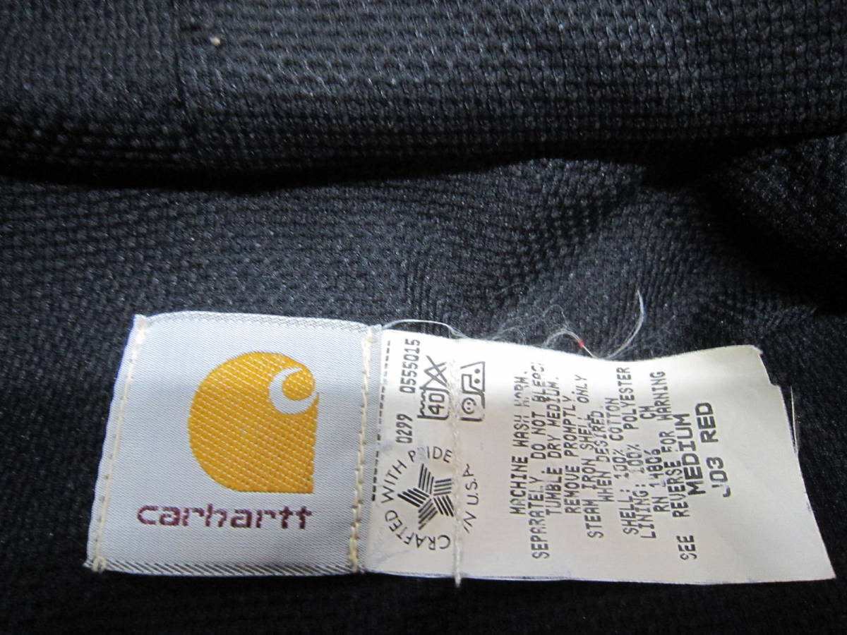 【送900円】　6872　Carhartt　カーハート　USA製　メンズ？　ジップアップジャケット　フード付き　赤　MEDIUM　裏メッシュ_画像6