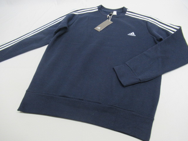 【送900円】　6933　未着用品　adidas　アディダス　メンズ　トレーナー　ネイビー　J 2XO　サイドライン　クルーネック_画像1