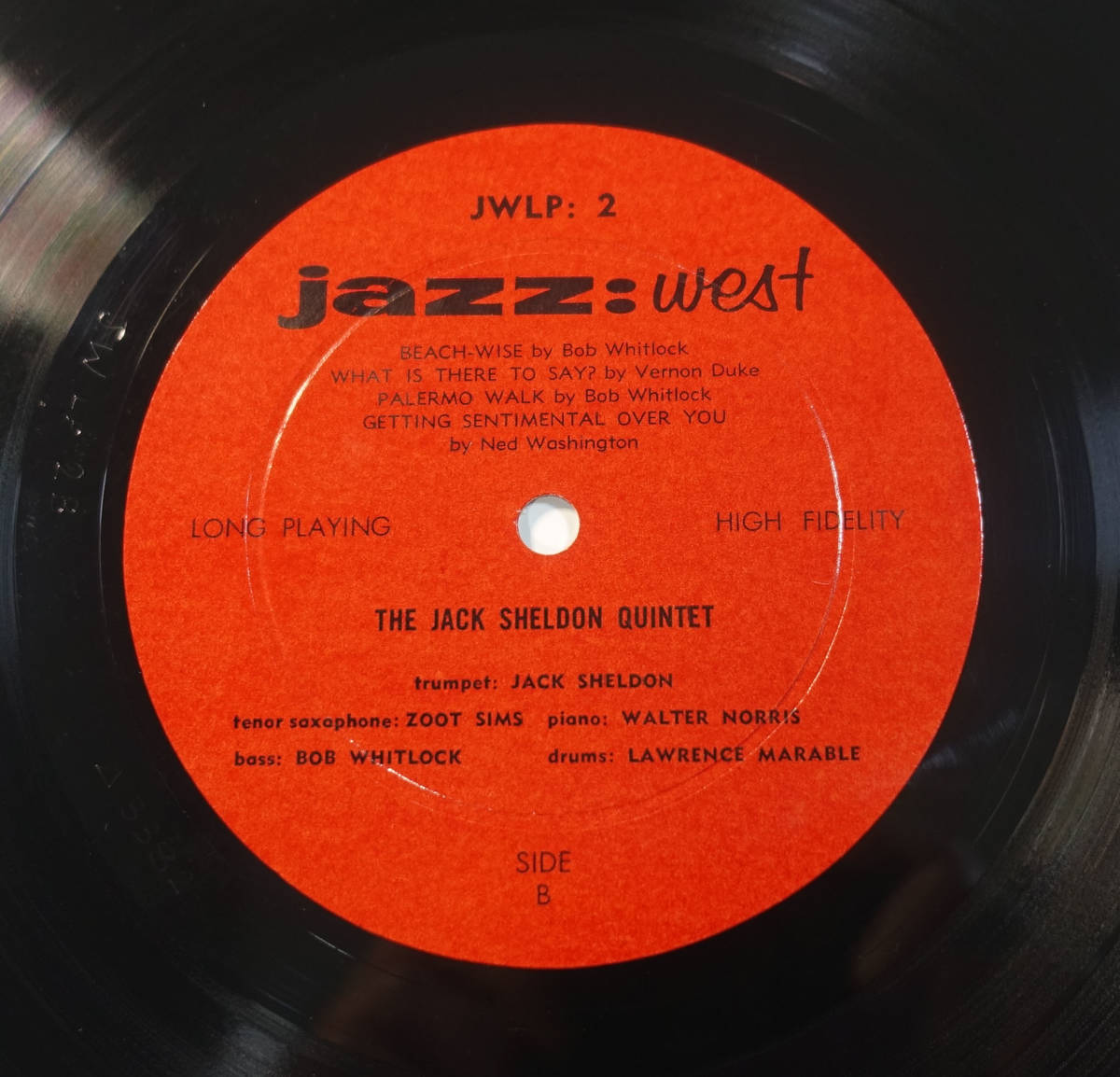 極美! US JAZZ:WEST JWLP 2 完全オリジナル Jack Sheldon Quintet with Zoot Sims DG/Flat Edge_画像3