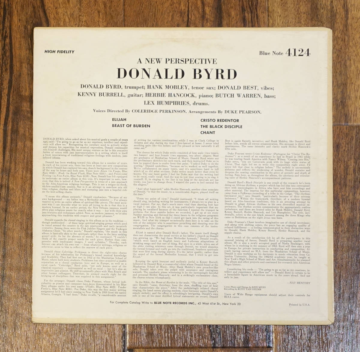 極美! US BLUE NOTE BLP 4124 A New Perspective / Donald Byrd NYC/RVG/EAR_画像2