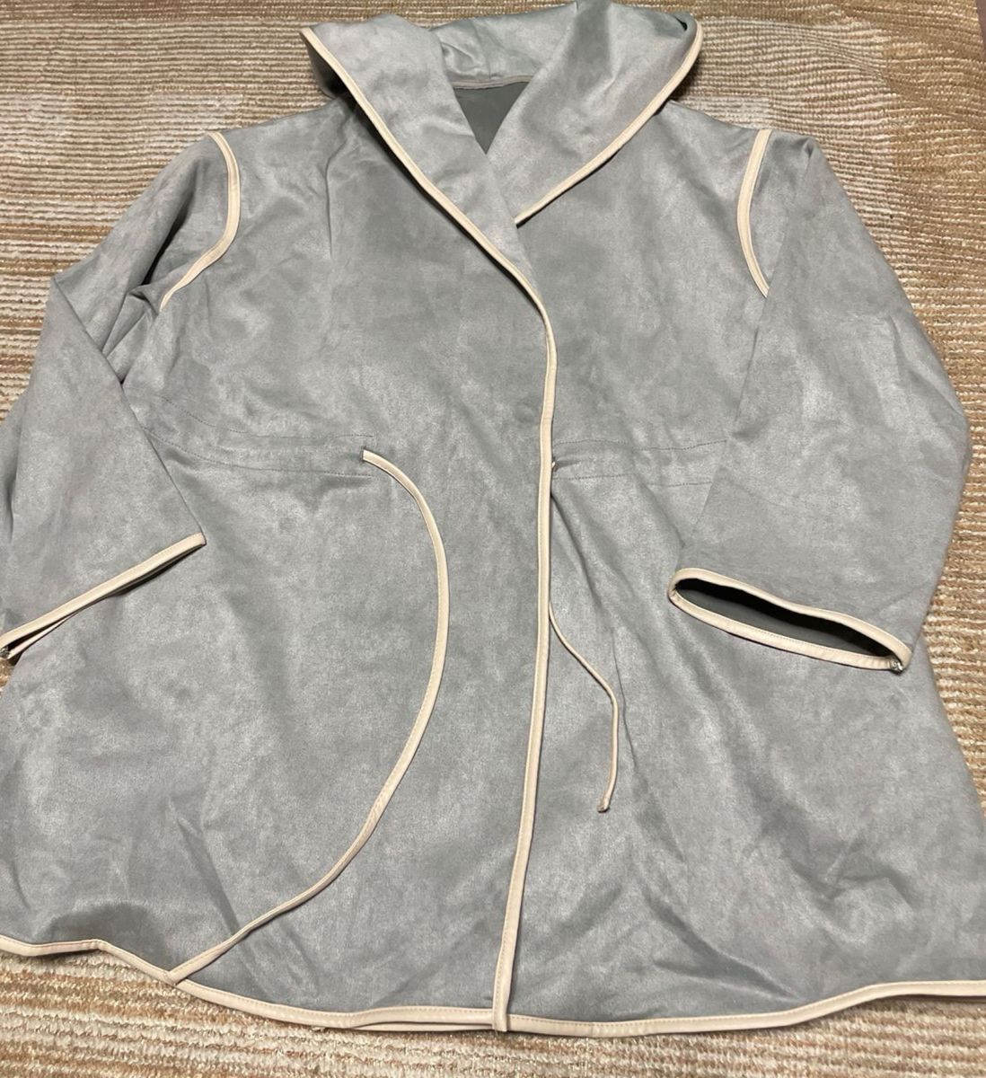 全日本婦人子供服工業組合連合会 レディース 秋冬 スエード フード付き アウター ジャケット コート グレー 長袖
