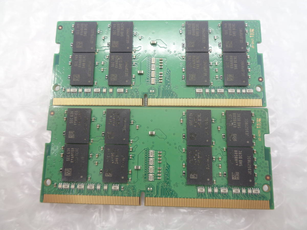 ノートパソコン用メモリ SAMSUNG DDR4 PC4-2400T 16GB × 2枚セット 中古動作品(M01)_画像2
