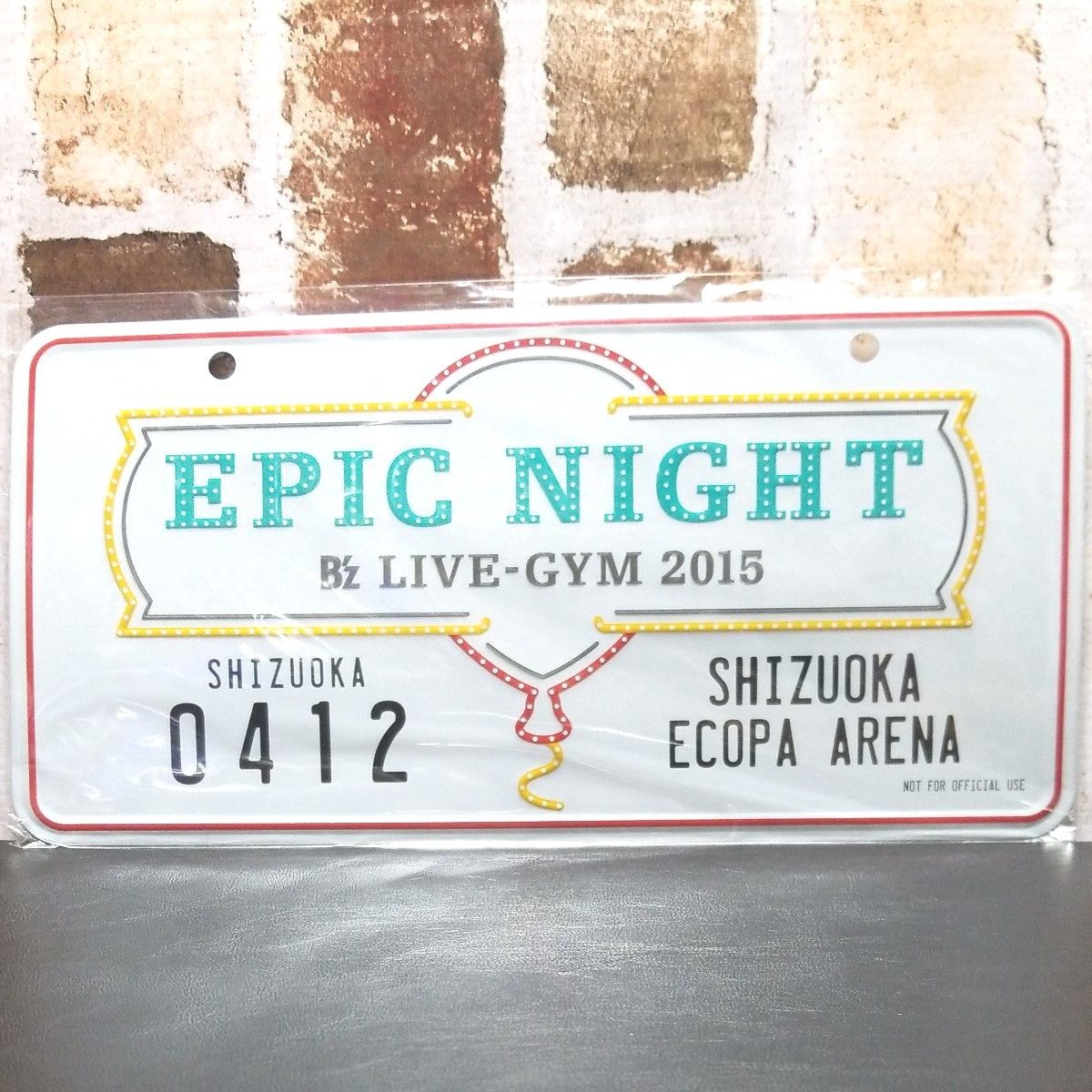B'z　メモリアルプレート　ナンバープレート　プレート　EPIC NIGHT 2015 静岡　エコパアリーナ　稲葉浩志　松本孝弘