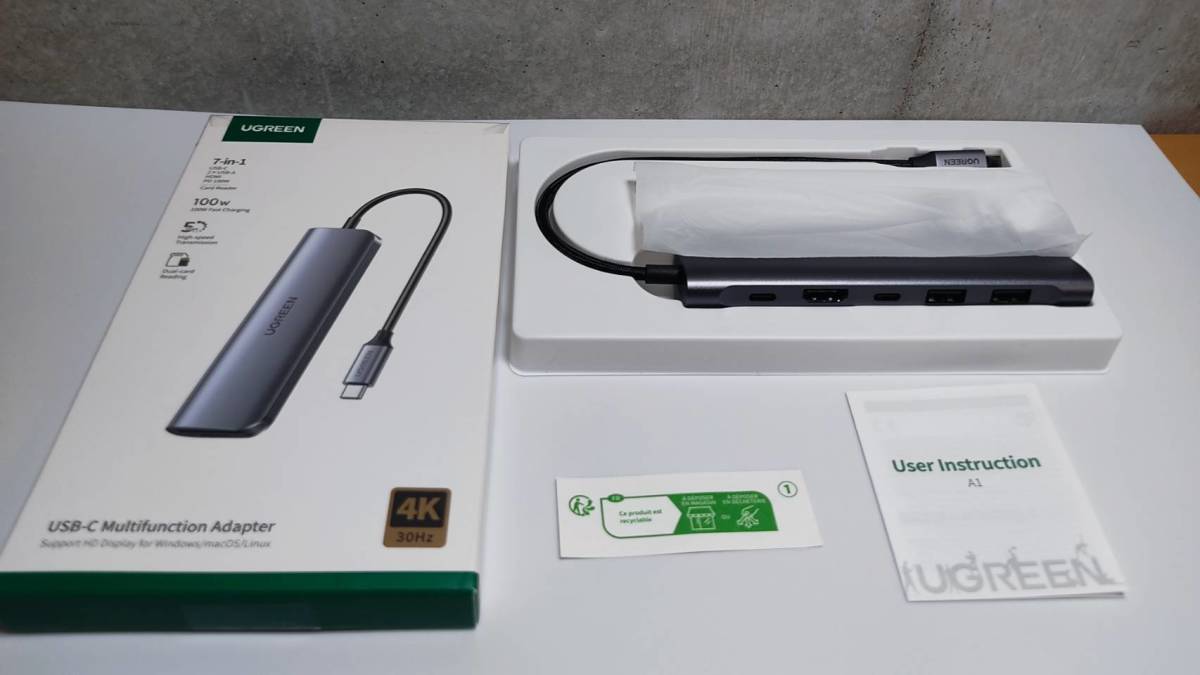 UGREEN USB-Cハブ 7-IN-1 100W急速充電 5Gbps高速転送 4K HDMIハブ USB 3.0 2ポート拡張 SD Micro SD/TFカードリーダー 付きアダプター_画像2