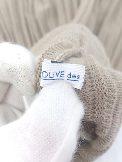 ◇ OLIVE des OLIVE ウエストゴム 大人女子 ロング プリーツ ニット スカート サイズF ベージュ レディース P_画像3