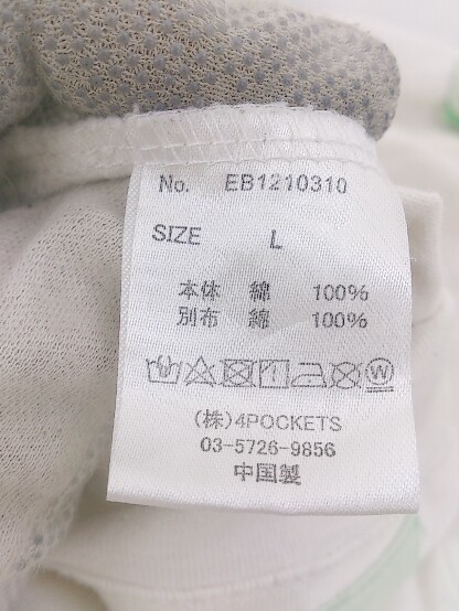 ◇ ELEPHANT BRAND アップリケ ワンポイント 半袖 Tシャツ カットソー サイズL アイボリー系 マルチ メンズ P_画像4