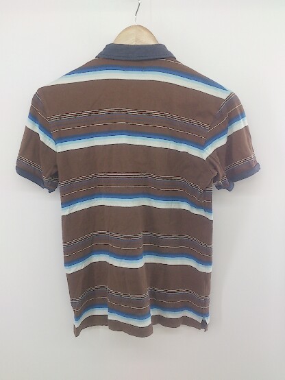 * TAKEO KIKUCHI Takeo Kikuchi border polo-shirt with short sleeves size 2 Brown b lumen zP