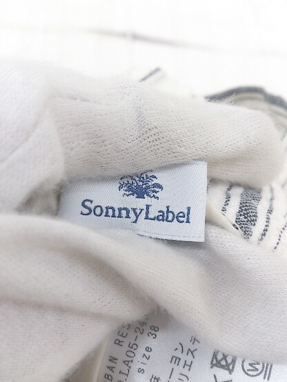 ◇ Sonny Label サニーレーベル URBAN RESEARCH リネン混 ストライプ パンツ サイズ38 アイボリー グレー系 レディース P_画像3