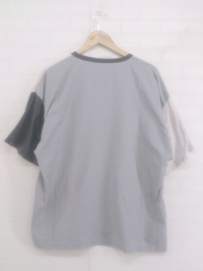 ◇ HARE ハレ 異素材 切替 半袖 Tシャツ カットソー サイズM グレー メンズ P_画像2