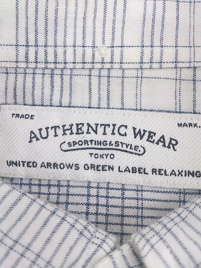 ◇ ◎ green label relaxing UNITED ARROWS リネン混 チェック 長袖 シャツ サイズM オフホワイト系 メンズ_画像7