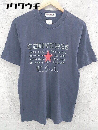 ◇ CONVERSE コンバース プリント 半袖 Tシャツ カットソー サイズL ネイビー メンズ_画像1