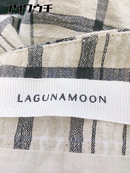 ◇ LAGUNAMOON バックジップ リネン混 切替 ノースリーブ オールインワン サイズS ベージュ ブラック レディース_画像4