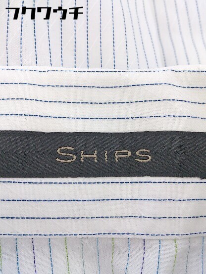 ◇ SHIPS シップス ストライプ 長袖 シャツ サイズS ホワイト ネイビー メンズ_画像6