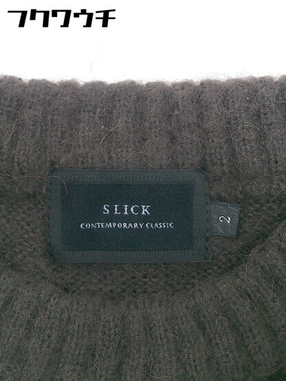 ◇ SLICK スリック 長袖 ニット セーター サイズ2 ブラウン グレー ボルドー メンズ_画像4