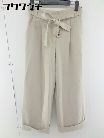 # * liflattie ships waist belt attaching tuck roll up wide pants size M beige lady's 