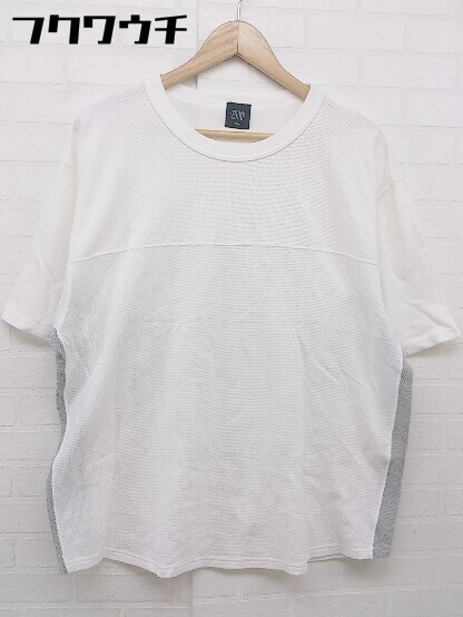 ◇ green label relaxing UNITED ARROWS 切り替え 半袖 Tシャツ カットソー サイズM ホワイト グレー メンズ_画像2