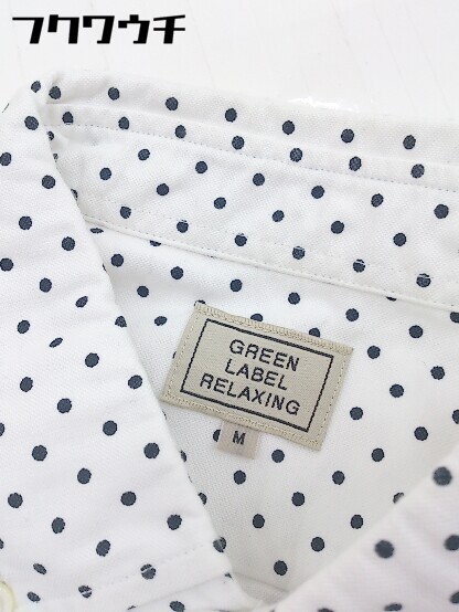 ◇ ◎ green label relaxing BD ボタンダウン 水玉 ドット 七分袖 シャツ サイズM ホワイト ブラック メンズの画像4