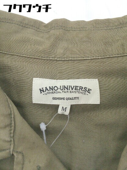◇ nano universe ナノユニバース リネン混 五分袖 シャツ サイズM カーキ系 メンズ_画像4