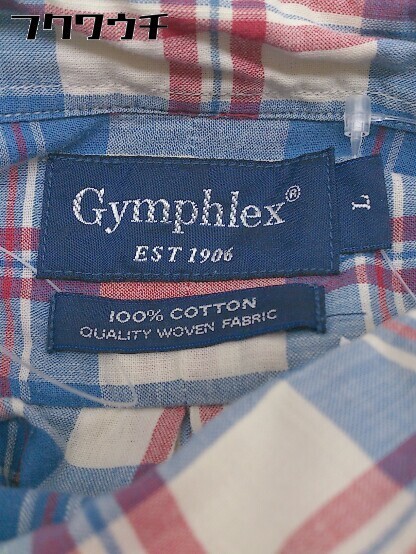 ◇ GYMPHLEX ジムフレックス チェック 長袖 シャツ サイズL ブルー ホワイト レッド メンズ_画像4