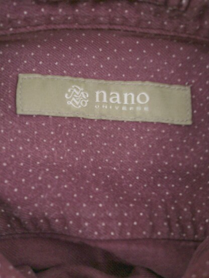 ◇ nano universe ナノ ユニバース ドット 水玉 長袖 シャツ サイズS ワイン メンズ_画像4