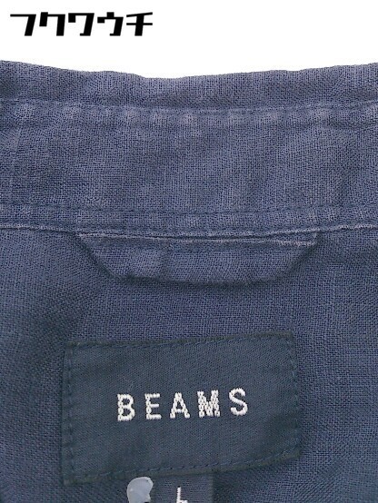 ◇ ◎ BEAMS ビームス リネン100% 七分袖 シャツ サイズL ネイビー メンズ_画像6