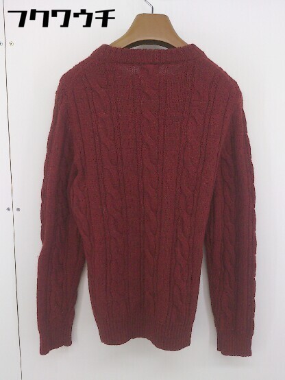 * green label relaxing UNITED ARROWS шерсть кабель вязаный свитер с длинным рукавом размер S красный мужской 