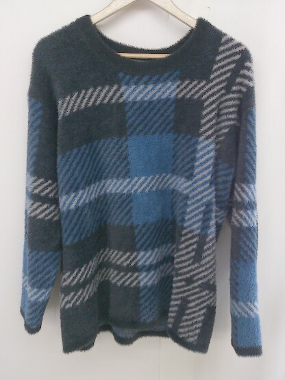 * tk.TAKEO KIKUCHI total pattern nappy long sleeve sweatshirt cut and sewn size S black blue white men's 