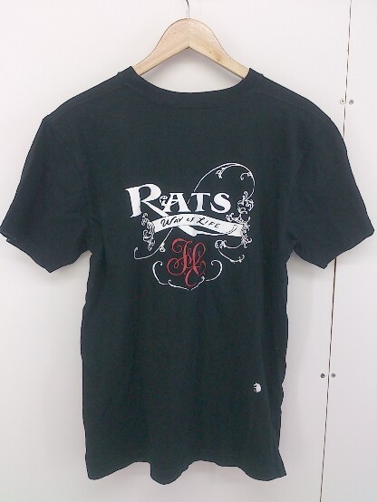 ◇ RATS ラッツ ロゴ バックプリント 半袖 Tシャツ カットソー サイズ M ブラック ホワイト レッド メンズ_画像3