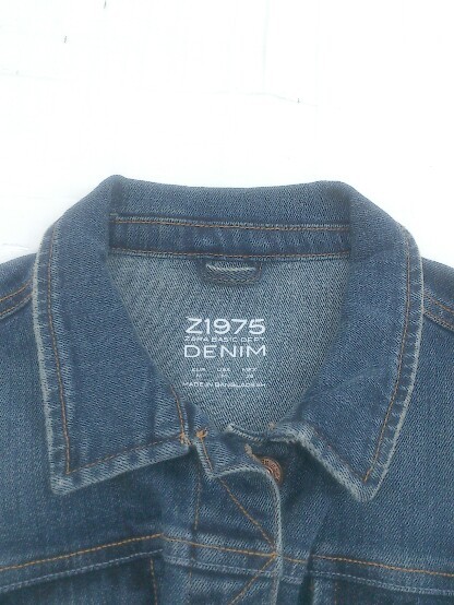 ◇ ZARA BASIC Z1975 DENIM ザラ 長袖 デニム ジャケット Gジャン サイズEUR S USA S MEX 26 ネイビー系 レディース E_画像6