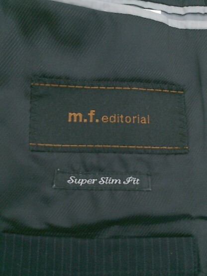 ◇ m.f.editorial 総裏地 ピンストライプ 2B シングル パンツ スーツ 上下 サイズA8 ブラック メンズ Pの画像3
