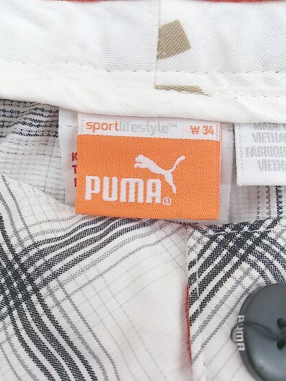 ◇ PUMA プーマ チェック ハーフ ショート パンツ サイズW34 オフホワイト ブラック系 メンズ P_画像3